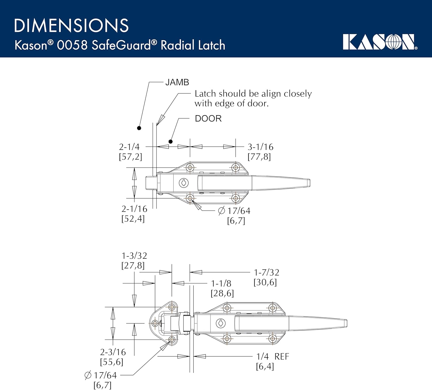 Kason 0058 Safeguard Radial Latch, Light Spring, 10058L05021 - 7DAY'S