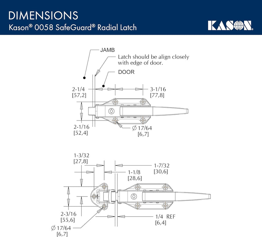 Kason 0058 Safeguard Radial Latch, Light Spring, 10058L05021 - 7DAY'S