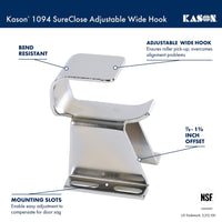 Kason 1094 SureClose Hydraulic Door Closer and Hook, Concealed Mounting, Adjustable Wide - Hook, 7/8 to 1 - 5/8 Inch Offset, 11094000013_11094000027 - 7DAY'S