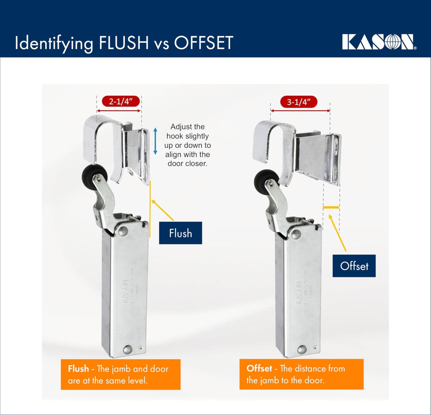 Kason 1094 SureClose Hydraulic Door Closer and Hook, Concealed Mounting, Adjustable Wide - Hook, 7/8 to 1 - 5/8 Inch Offset, 11094000013_11094000027 - 7DAY'S