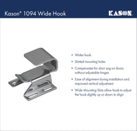 Kason 1094 SureClose Hydraulic Door Closer and Hook, Concealed Mounting, Adjustable Wide - Hook, 7/8 to 1 - 5/8 Inch Offset, 11094000013_11094000027 - 7DAY'S