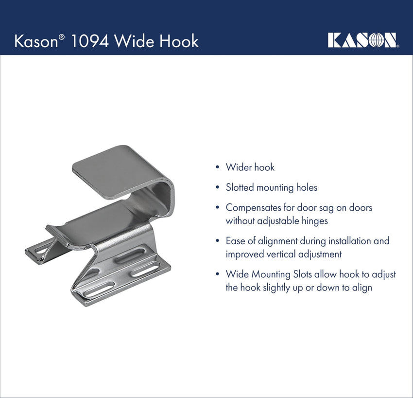 Kason 1094 SureClose Hydraulic Door Closer and Hook, Concealed Mounting, Adjustable Wide - Hook, 7/8 to 1 - 5/8 Inch Offset, 11094000013_11094000027 - 7DAY'S