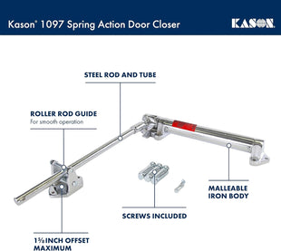 Kason 1097 Spring Action Door Closer, 1 5/8 Inch Offset, 11097000004 - 7DAY'S