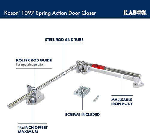 Kason 1097 Spring Action Door Closer, 1 5/8 Inch Offset, 11097000004 - 7DAY'S