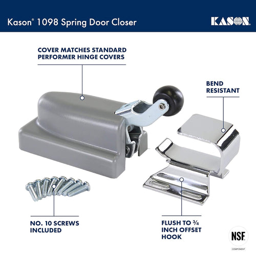 Kason 1098 Spring Door Closer, Flush Hook, 11098000004 - 7DAY'S