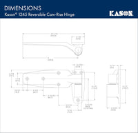 Kason 1245 Reversible Cam - Rise Hinge, 1 - 7/8 Inch Offset, Polished Chrome Finish, 11245000080 - 7DAY'S