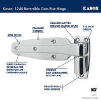 Kason 1245 Reversible Cam - Rise Hinge, Flush, 11245000028 - 7DAY'S