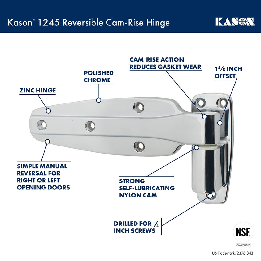Kason 1245 Reversible Cam - Rise Hinge, Flush, 11245000028 - 7DAY'S