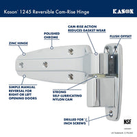 Kason 1245 Reversible Cam - Rise Hinge, Flush, 11245000028 - 7DAY'S