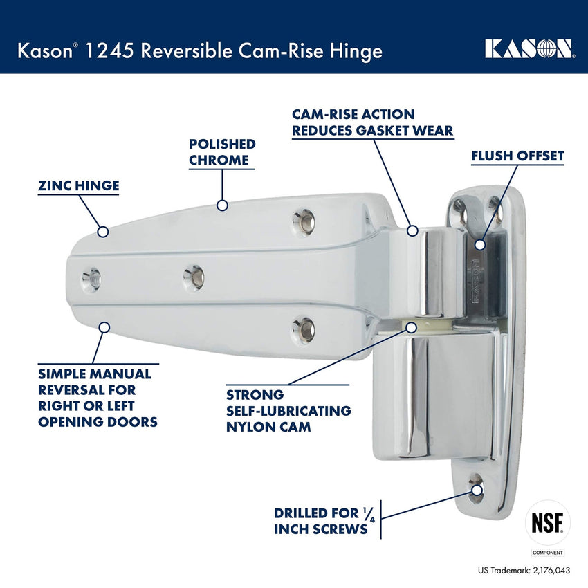Kason 1245 Reversible Cam - Rise Hinge, Flush, 11245000028 - 7DAY'S