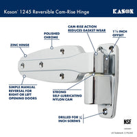Kason 1245 Reversible Cam - Rise Hinge, Flush, 11245000028 - 7DAY'S