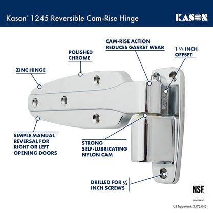Kason 1245 Reversible Cam - Rise Hinge, Flush, 11245000028 - 7DAY'S