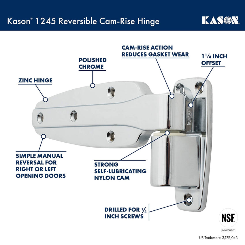 Kason 1245 Reversible Cam - Rise Hinge, Flush, 11245000028 - 7DAY'S