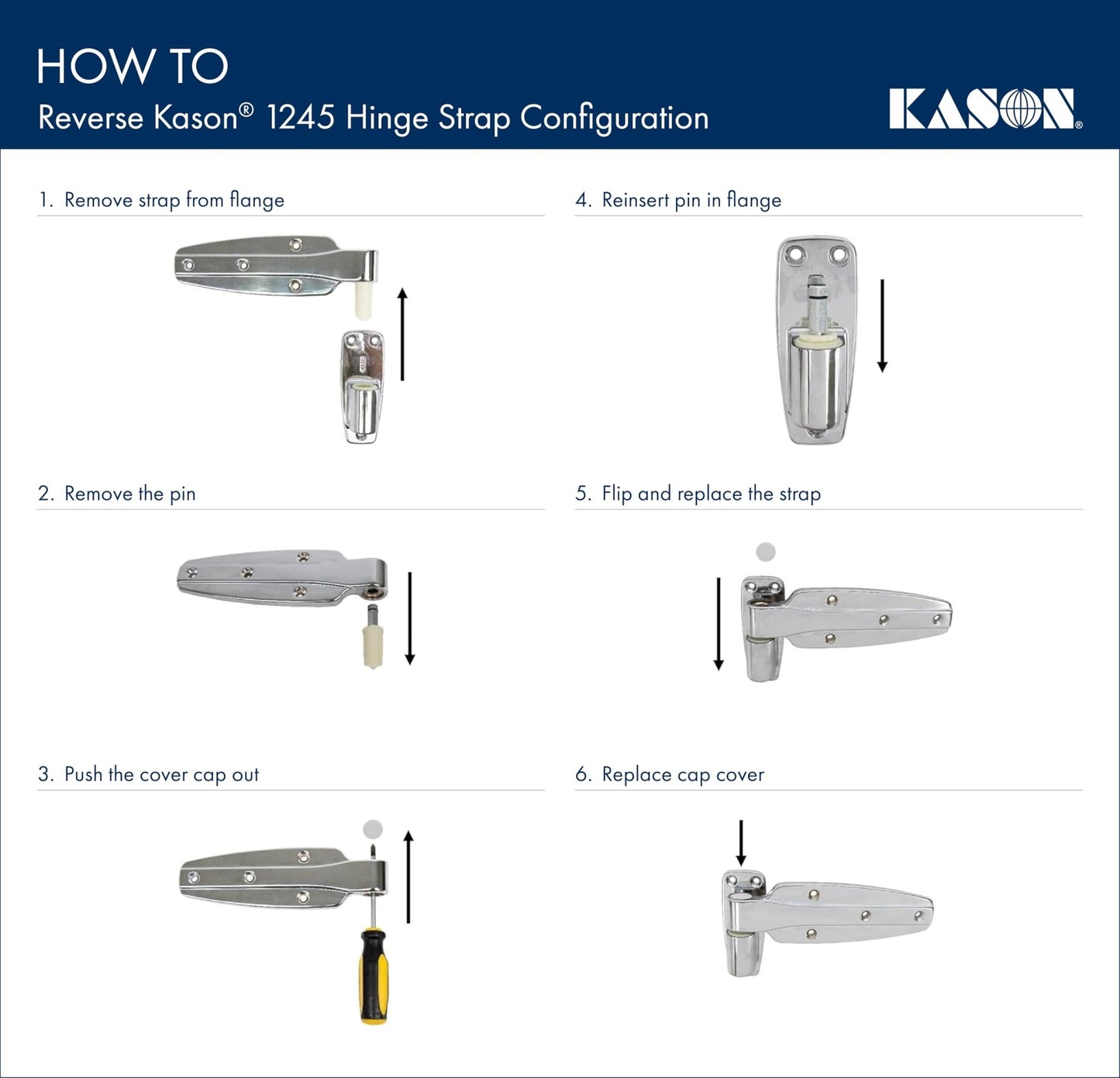 Kason 1245 Reversible Cam - Rise Hinge, Flush, 11245000028 - 7DAY'S