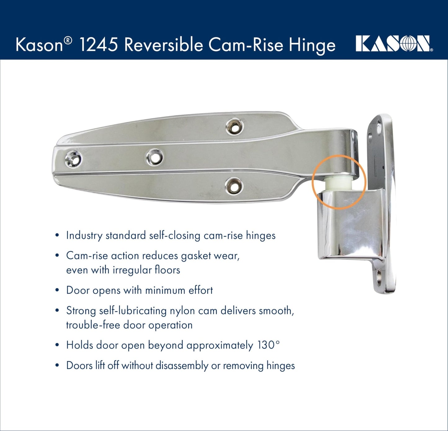Kason 1245 Reversible Cam - Rise Hinge, Flush, 11245000028 - 7DAY'S