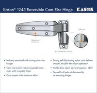 Kason 1245 Reversible Cam - Rise Hinge, Flush, 11245000028 - 7DAY'S