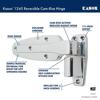 Kason 1245 Reversible Cam - Rise Hinge, Flush, 11245000028 - 7DAY'S