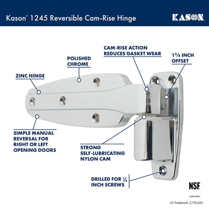 Kason 1245 Reversible Cam - Rise Hinge, Flush, 11245000028 - 7DAY'S