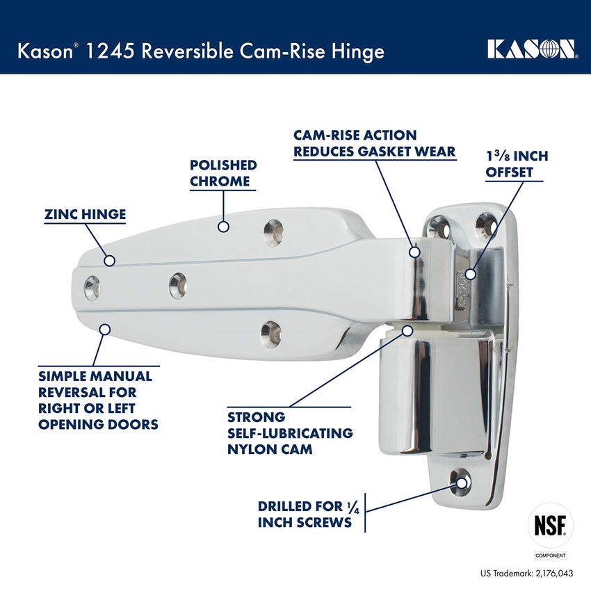 Kason 1245 Reversible Cam - Rise Hinge, Flush, 11245000028 - 7DAY'S