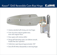 Kason 1245 Reversible Cam - Rise Hinge, Flush Offset, Brushed Chrome Finish, 11245000088 - 7DAY'S