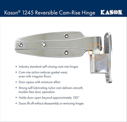 Kason 1245 Reversible Cam - Rise Hinge, Flush Offset, Brushed Chrome Finish, 11245000088 - 7DAY'S