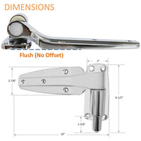 Kason 1248 Reversible Spring - Assisted Cam - Lift Hinge Chrome Finish for Walk - in Freezer Cooler Refrigerator (Flush) - 7DAY'S