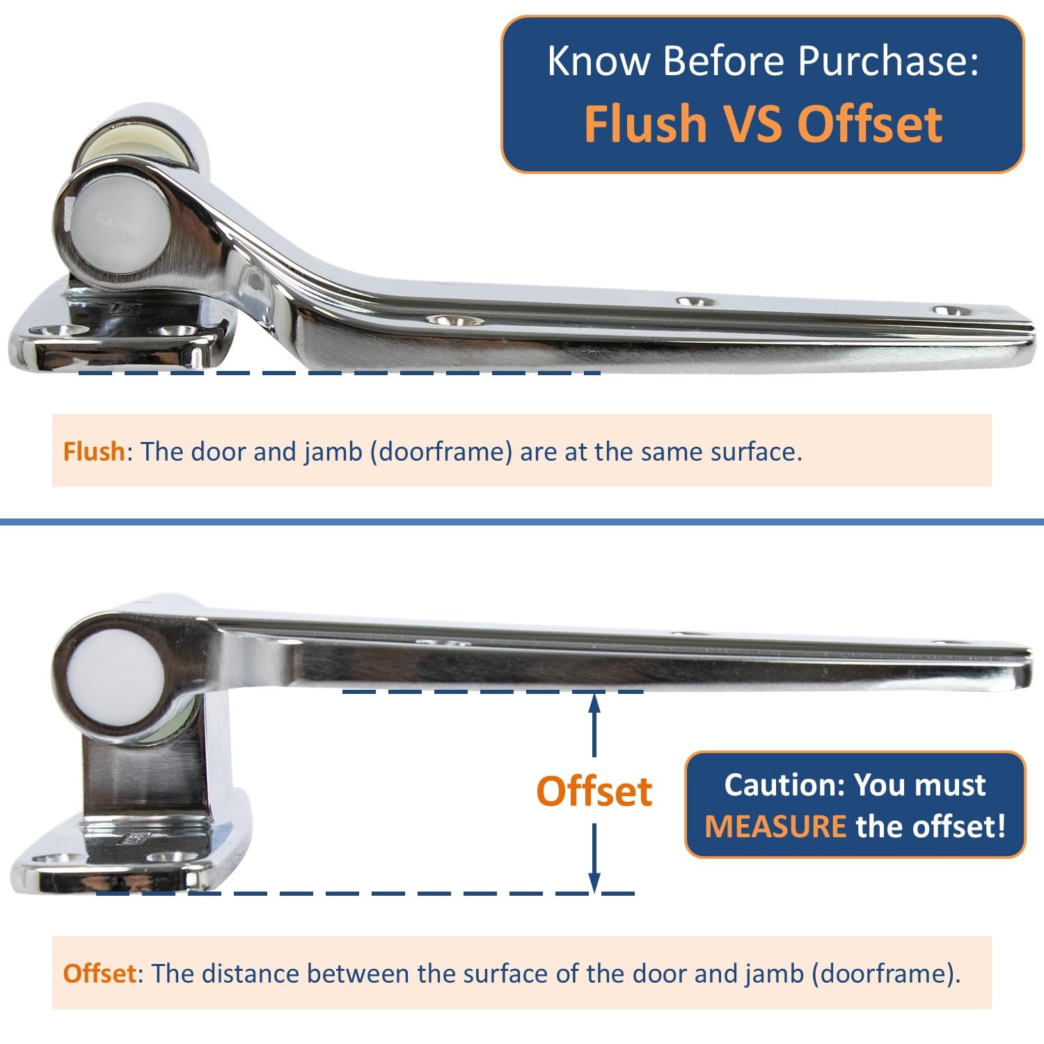 Kason 1248 Reversible Spring - Assisted Cam - Lift Hinge Chrome Finish for Walk - in Freezer Cooler Refrigerator (Flush) - 7DAY'S