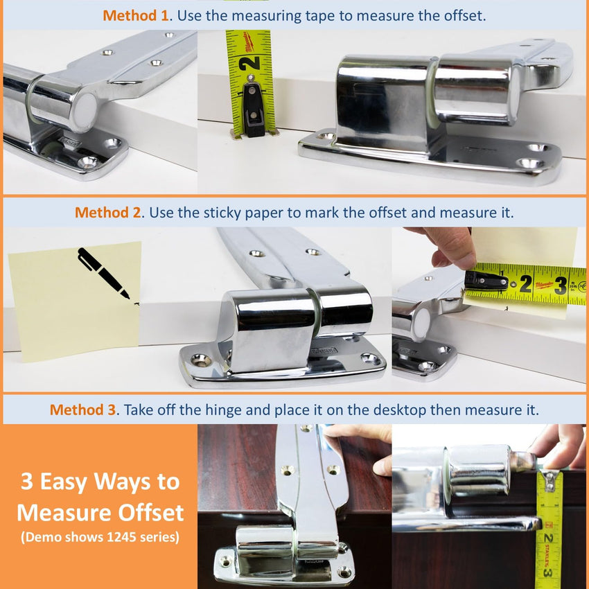 Kason 1248 Reversible Spring - Assisted Cam - Lift Hinge Chrome Finish for Walk - in Freezer Cooler Refrigerator (Flush) - 7DAY'S