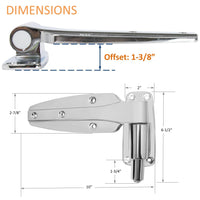Kason 1248 Reversible Spring - Assisted Cam - Lift Hinge Chrome Finish for Walk - in Freezer Cooler Refrigerator (Flush) - 7DAY'S