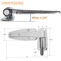 Kason 1248 Reversible Spring - Assisted Cam - Lift Hinge Chrome Finish for Walk - in Freezer Cooler Refrigerator (Flush) - 7DAY'S