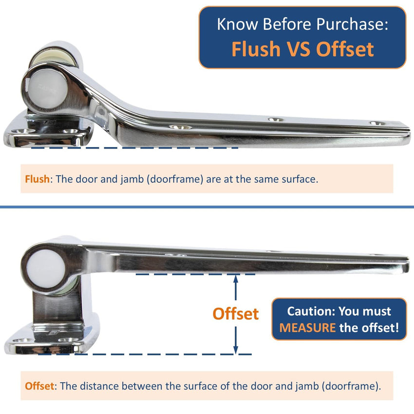 Kason 1248 Reversible Spring - Assisted Cam - Lift Hinge Chrome Finish for Walk - in Freezer Cooler Refrigerator (Flush) - 7DAY'S