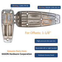 Kason 1248 Reversible Spring - Assisted Cam - Lift Hinge Chrome Finish for Walk - in Freezer Cooler Refrigerator (Flush) - 7DAY'S