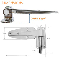 Kason 1248 Reversible Spring - Assisted Cam - Lift Hinge Chrome Finish for Walk - in Freezer Cooler Refrigerator (Flush) - 7DAY'S