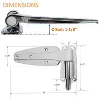 Kason 1248 Reversible Spring - Assisted Cam - Lift Hinge Chrome Finish for Walk - in Freezer Cooler Refrigerator (Flush) - 7DAY'S