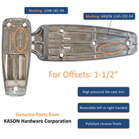 Kason 1248 Reversible Spring - Assisted Cam - Lift Hinge Chrome Finish for Walk - in Freezer Cooler Refrigerator (Flush) - 7DAY'S