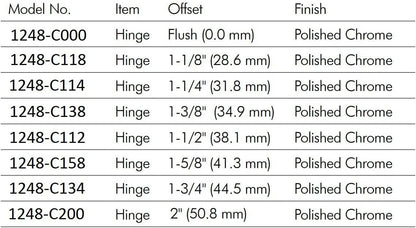 Kason 1248 Series Spring - Assisted Cam - Lift Walk - in Hinge with 1 - 5/8" Offset Polished Chrome NSF Approved 1248 - C158 - 7DAY'S