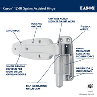 Kason 1248 Spring Assisted Hinge, 1 - 1/2 Inch Offset, 11248000022 - 7DAY'S