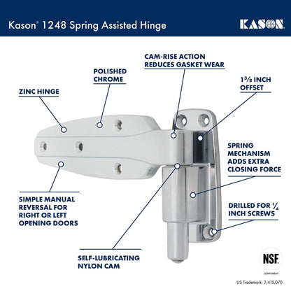 Kason 1248 Spring Assisted Hinge, 1 - 1/2 Inch Offset, 11248000022 - 7DAY'S