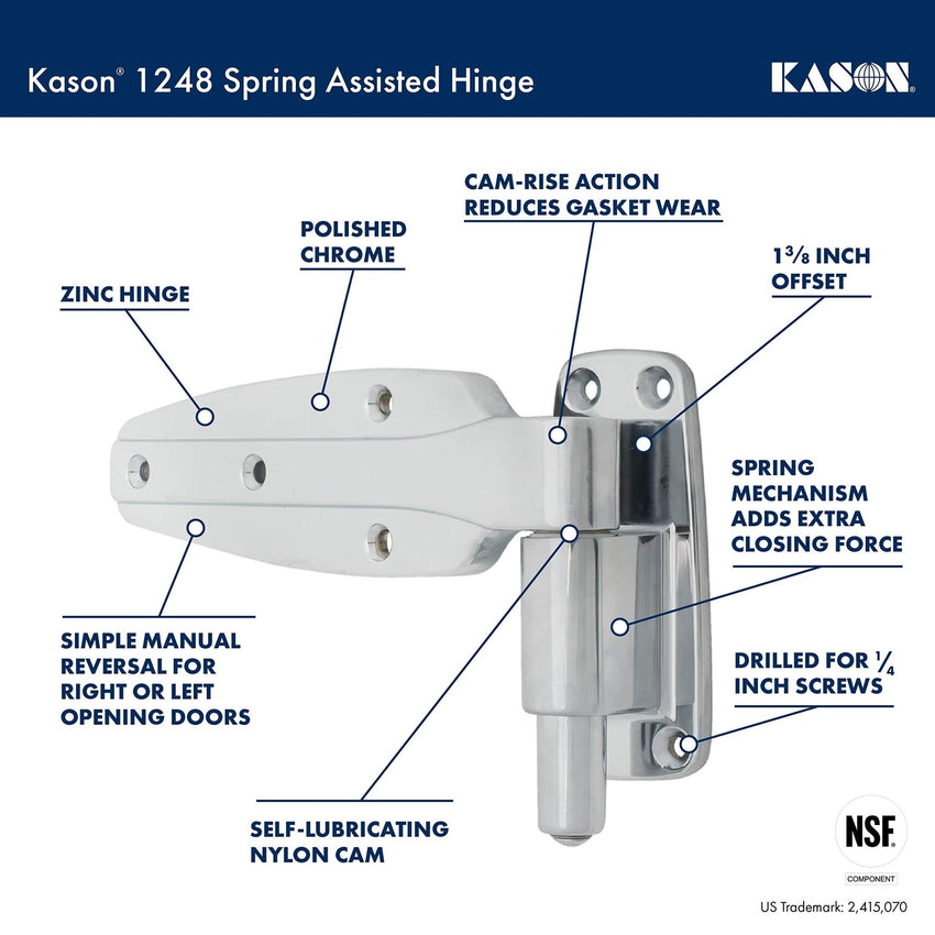Kason 1248 Spring Assisted Hinge, 1 - 1/2 Inch Offset, 11248000022 - 7DAY'S