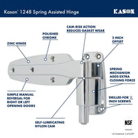 Kason 1248 Spring Assisted Hinge, 1 - 1/2 Inch Offset, 11248000022 - 7DAY'S