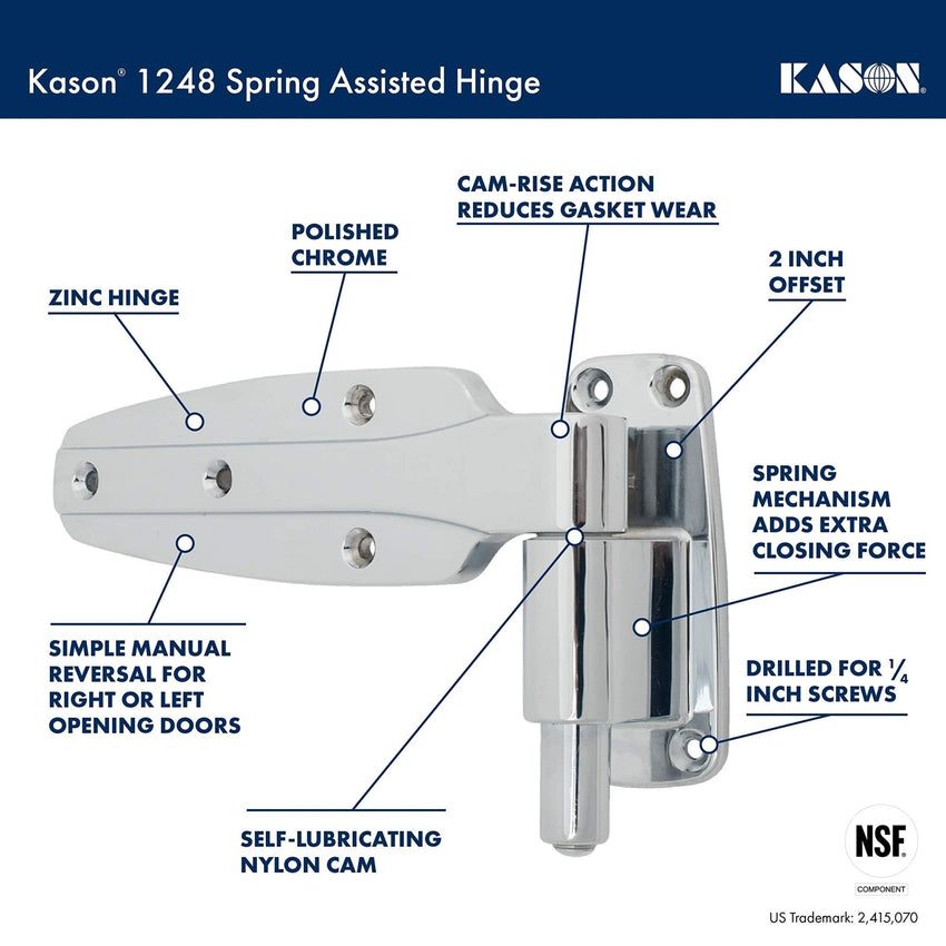 Kason 1248 Spring Assisted Hinge, 1 - 1/2 Inch Offset, 11248000022 - 7DAY'S