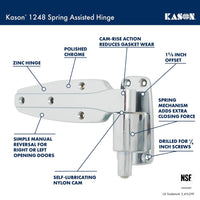 Kason 1248 Spring Assisted Hinge, 1 - 1/2 Inch Offset, 11248000022 - 7DAY'S