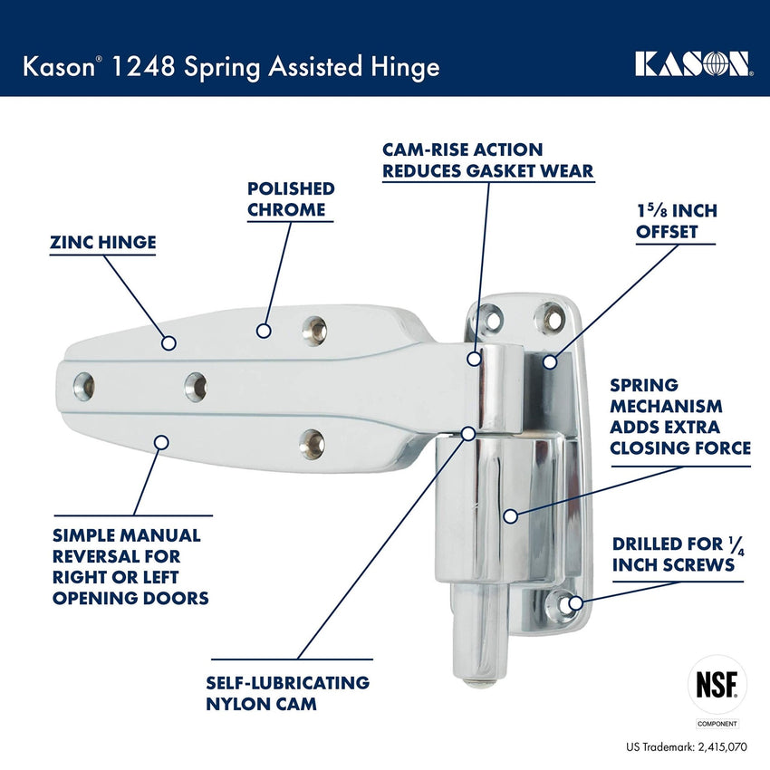 Kason 1248 Spring Assisted Hinge, 1 - 1/2 Inch Offset, 11248000022 - 7DAY'S