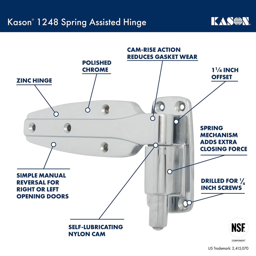 Kason 1248 Spring Assisted Hinge, 1 - 1/2 Inch Offset, 11248000022 - 7DAY'S