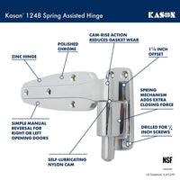 Kason 1248 Spring Assisted Hinge, 1 - 1/2 Inch Offset, 11248000022 - 7DAY'S