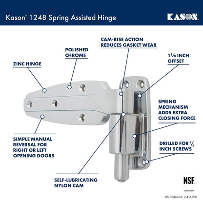 Kason 1248 Spring Assisted Hinge, 1 - 1/2 Inch Offset, 11248000022 - 7DAY'S