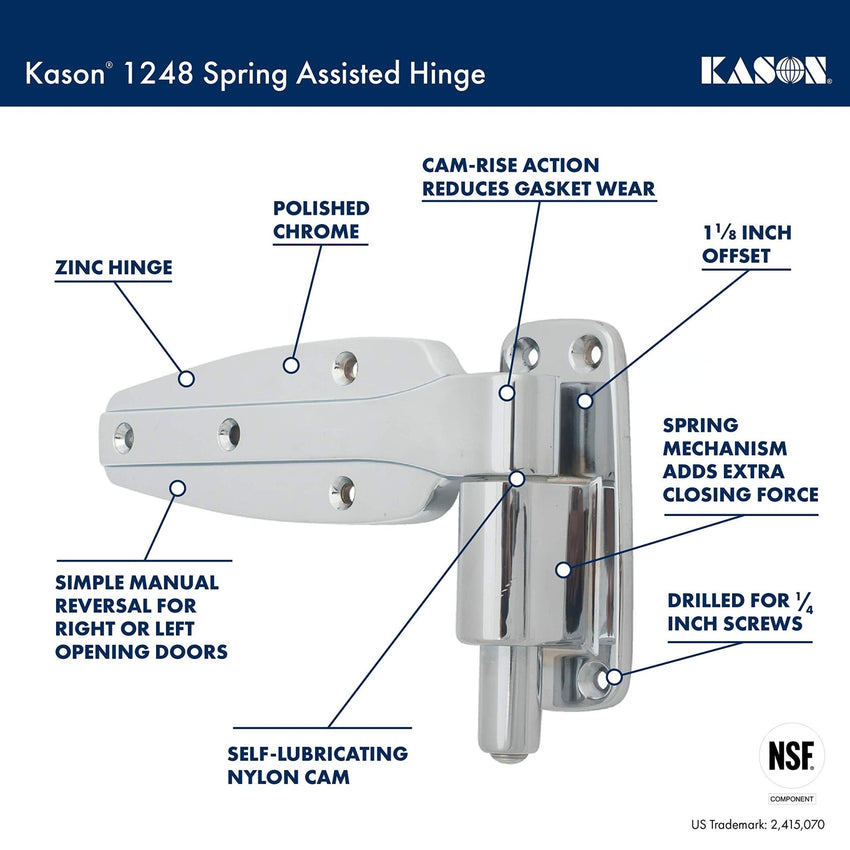 Kason 1248 Spring Assisted Hinge, 1 - 1/2 Inch Offset, 11248000022 - 7DAY'S
