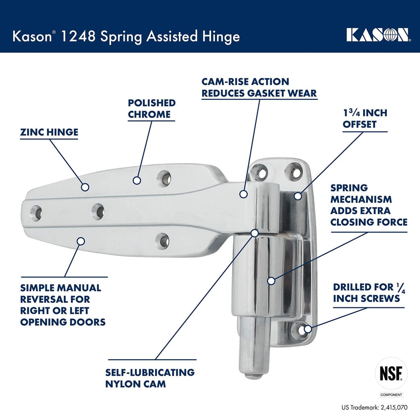 Kason 1248 Spring Assisted Hinge, 1 - 1/2 Inch Offset, 11248000022 - 7DAY'S