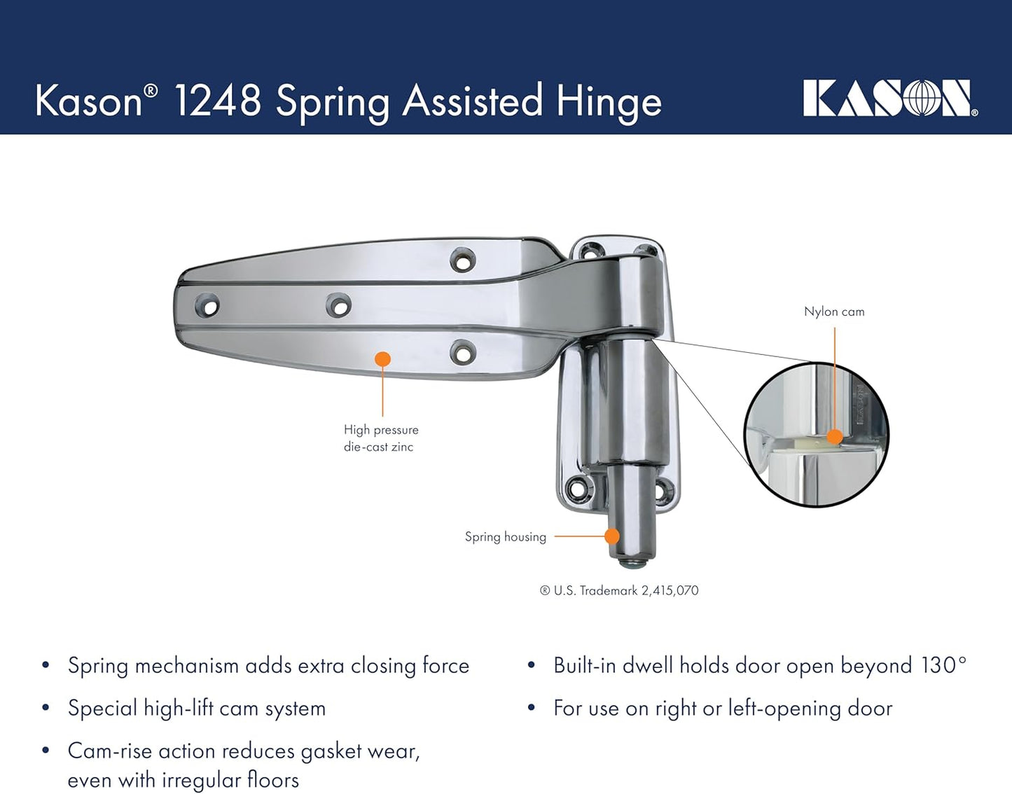 Kason 1248 Spring Assisted Hinge, Flush, 11248000004 - 7DAY'S
