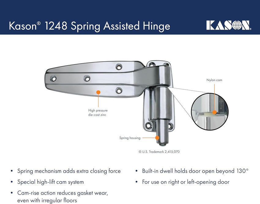 Kason 1248 Spring Assisted Hinge, Flush, 11248000004 - 7DAY'S